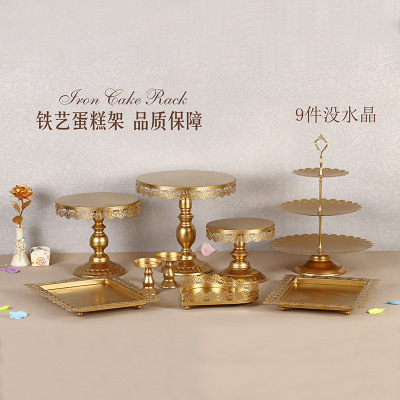 Estilo europeo de oro postre decoración de la Mesa soporte de exhibición de la boda de postre pastel estante decoración mesa té de la tarde Merienda stand combinación image 15