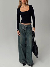R 32663 Retro Blue Flared Jeans ����ţ�п� ŷ���羳����ѷ��