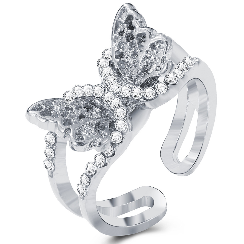 Heart Shape, Butterfly Pattern Women's Gender Elegant Lady Heart Shape Butterfly Alloy Plating Women's Rings
