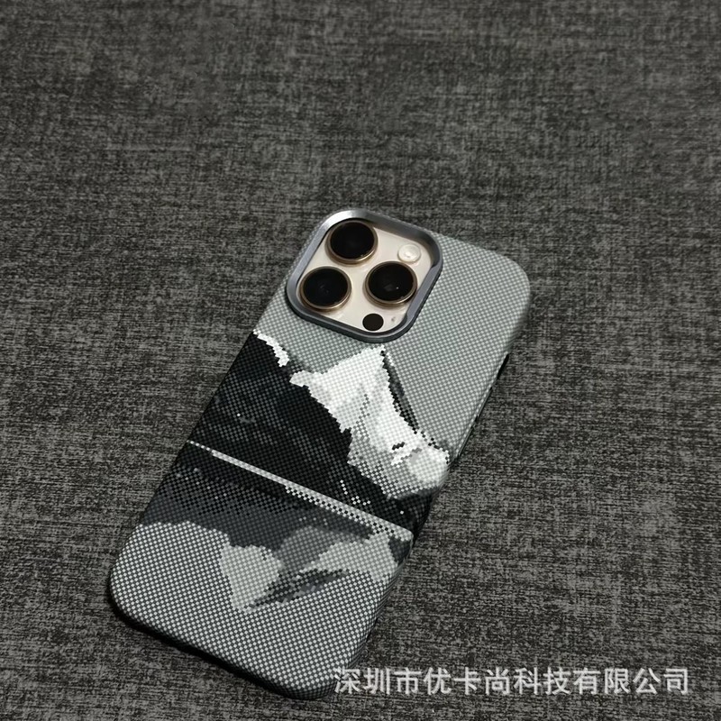 iPhone17promax用ケース ケブラーパターン マグネット式 Apple17 メタルレンズ PC保護ケース16|undefined