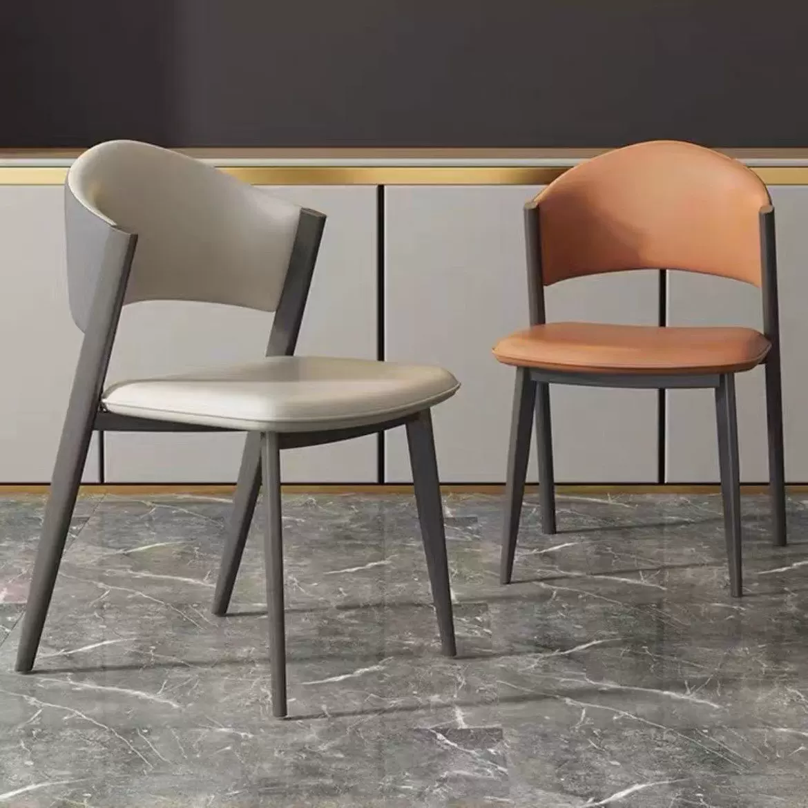 意式轻奢极简餐椅设计师家用样板房网红休闲靠背现代简约高档椅子