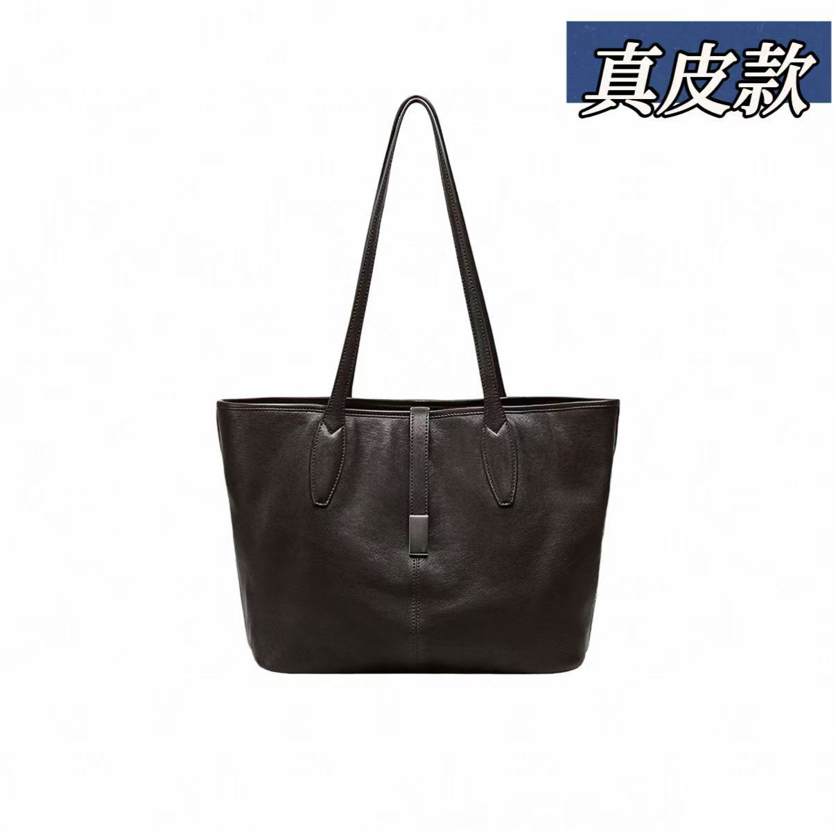 Qiu Vegetable-Tanned Leather Large Capacity Tote Bag For Women, Genuine Leather Casual Shoulder Bag, 2025 New Arrival - Thumbnail 6