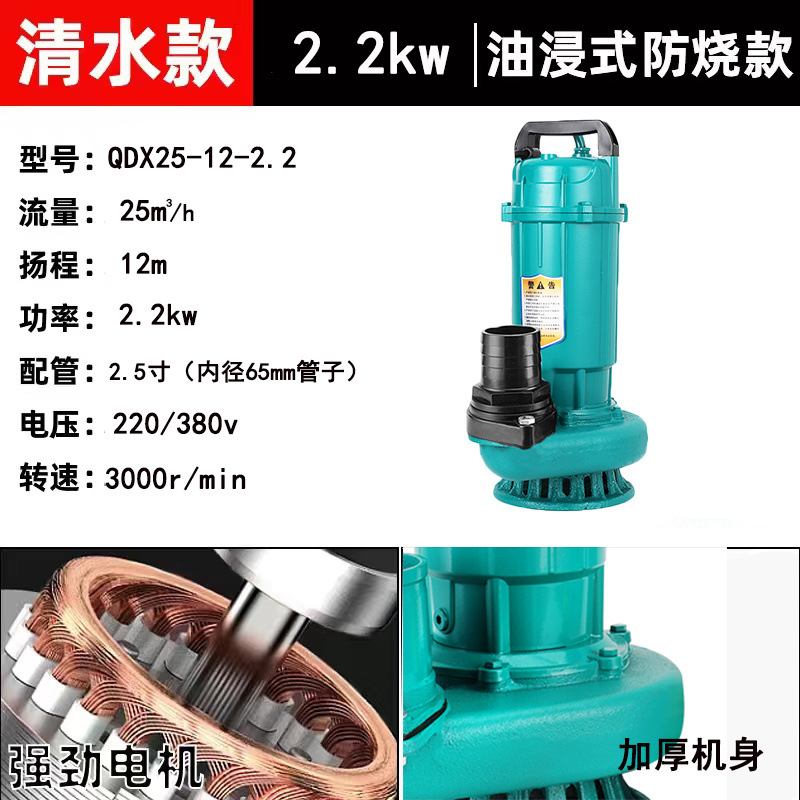 정수펌프-화상방지모델-인민모델-(대유량) 2.5인치 2200와트 7m선