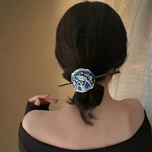 烧蓝发簪未时复古景泰蓝珐琅民族风女式马尾发型配饰发钗簪子古风