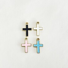 DIY韩版饰品配件   K金色滴油合金小挂件   手链吊坠配件  十字架