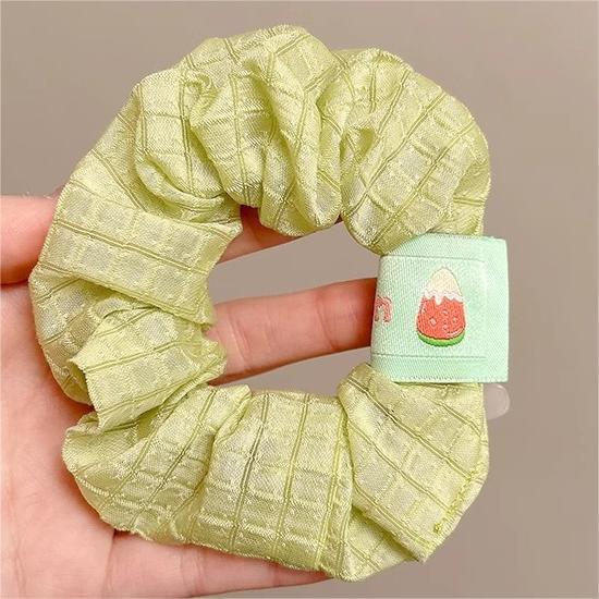 Color caramelo anillo de cabello intestino etiqueta cuadrada mujer dulce lindos adornos de cabello rosado de cabello de alta elasticidad después del toque de cabello