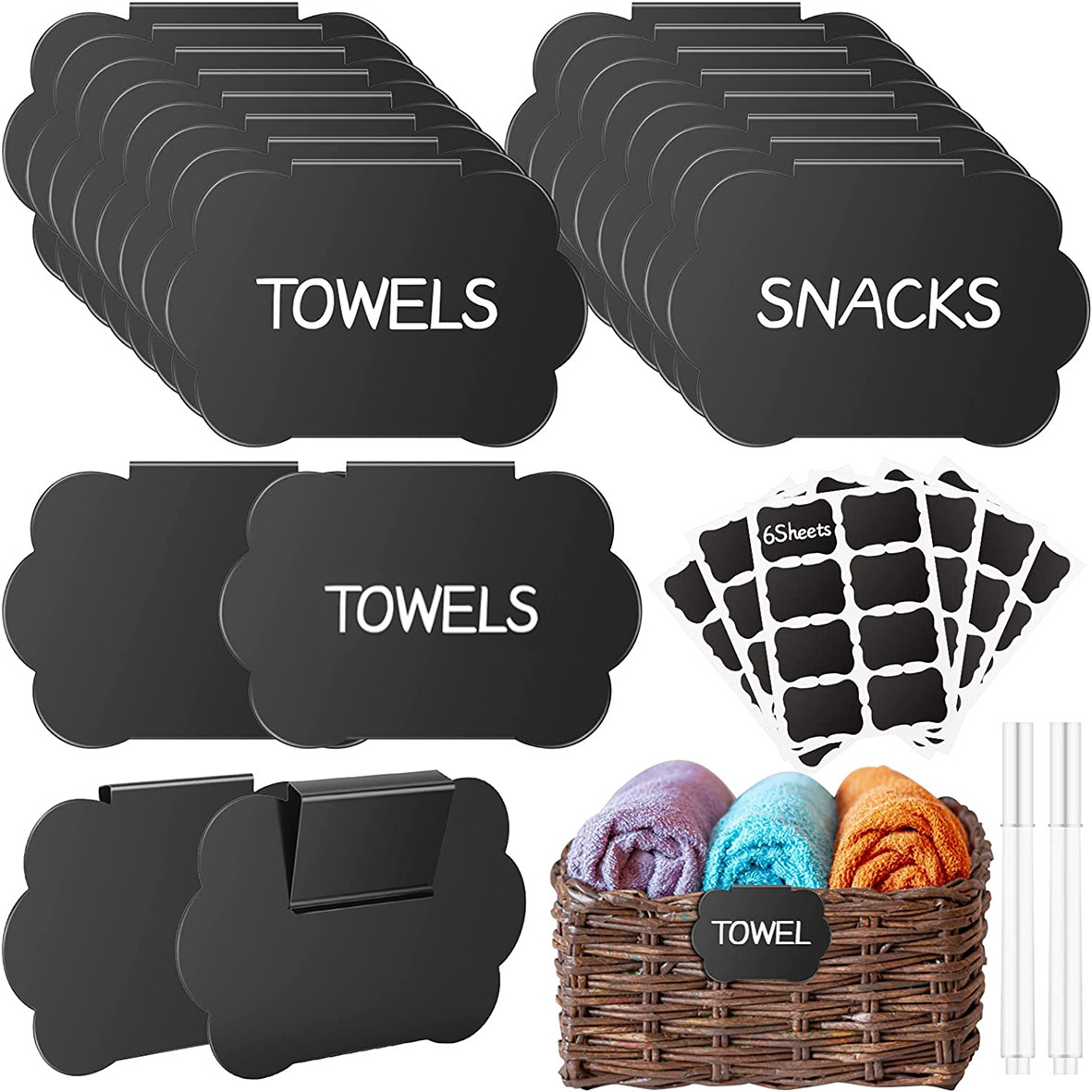 亚马逊热销现货PVC储物分类黑板夹可拆卸可擦写价格挂篮标签夹