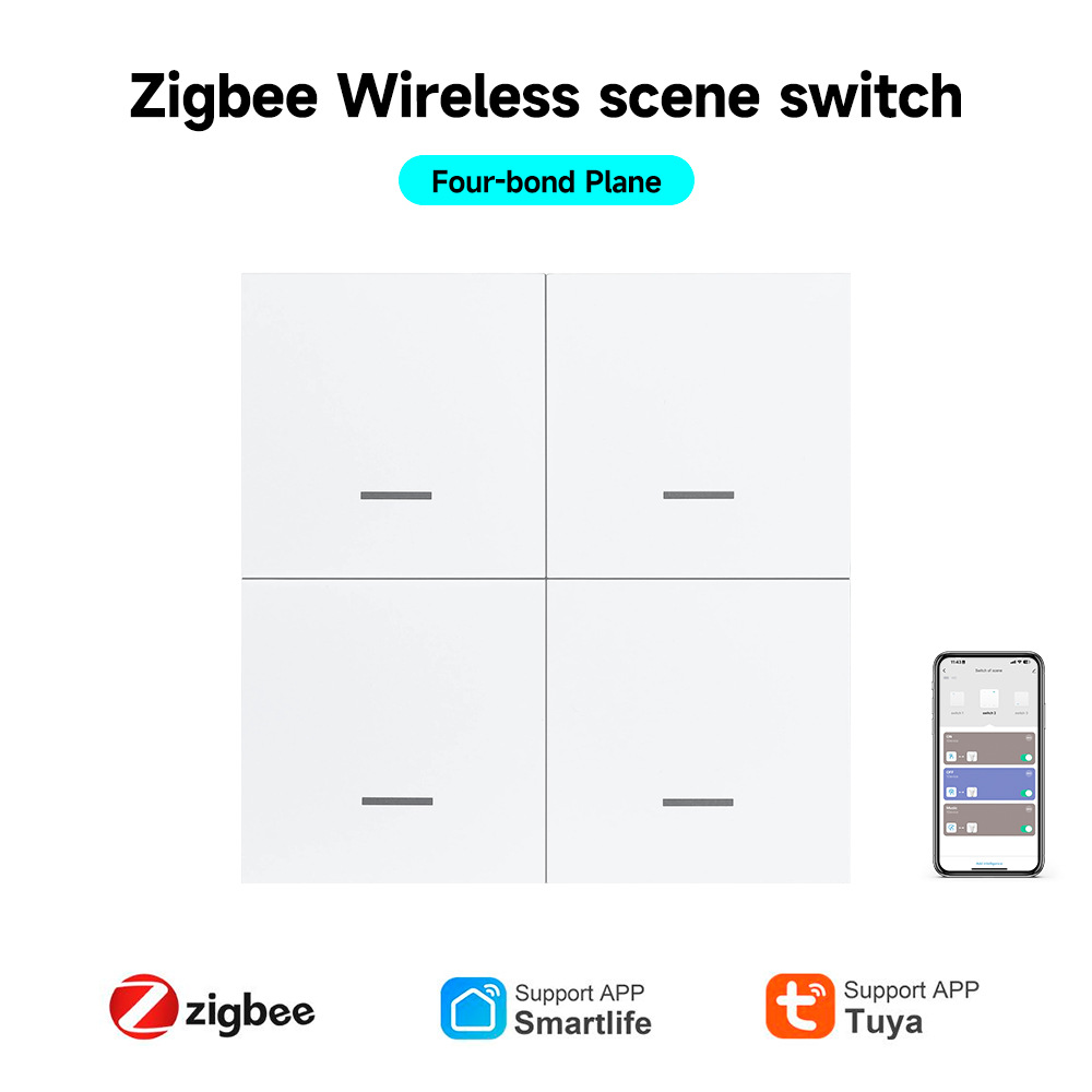涂鸦智能家居zigbee4键场景开关联动新款跨境节能节能省电