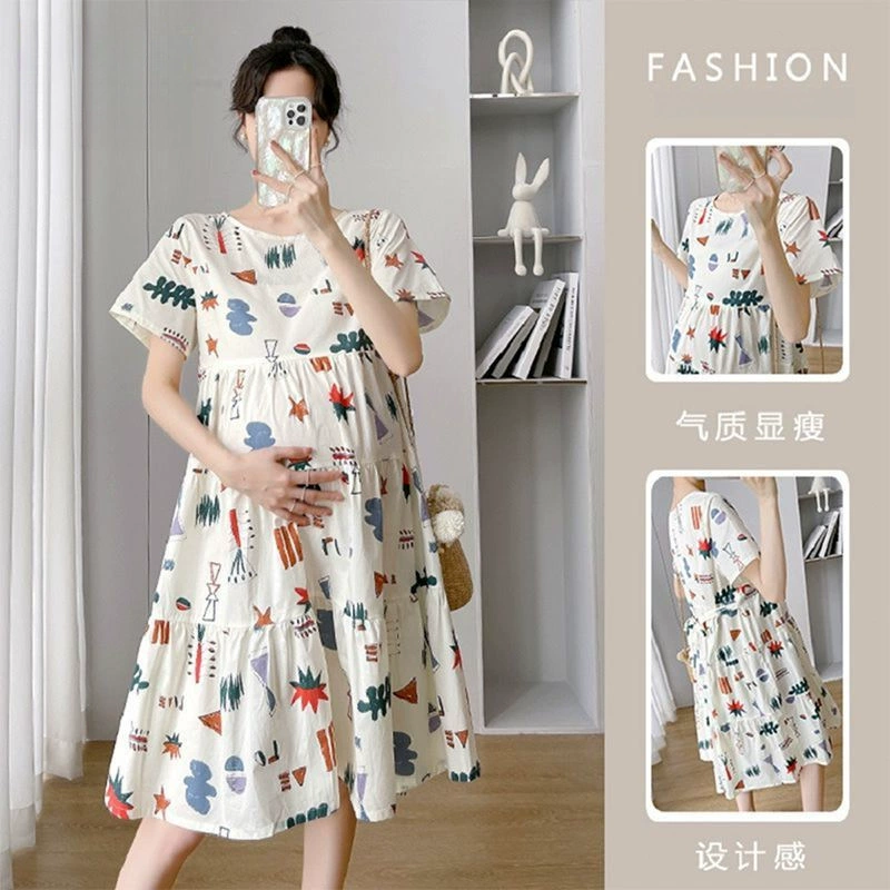 Летнее платье для беременных, элегантная модная юбка, oversize, западный стиль