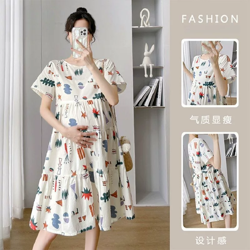 Летнее платье для беременных, элегантная модная юбка, oversize, западный стиль