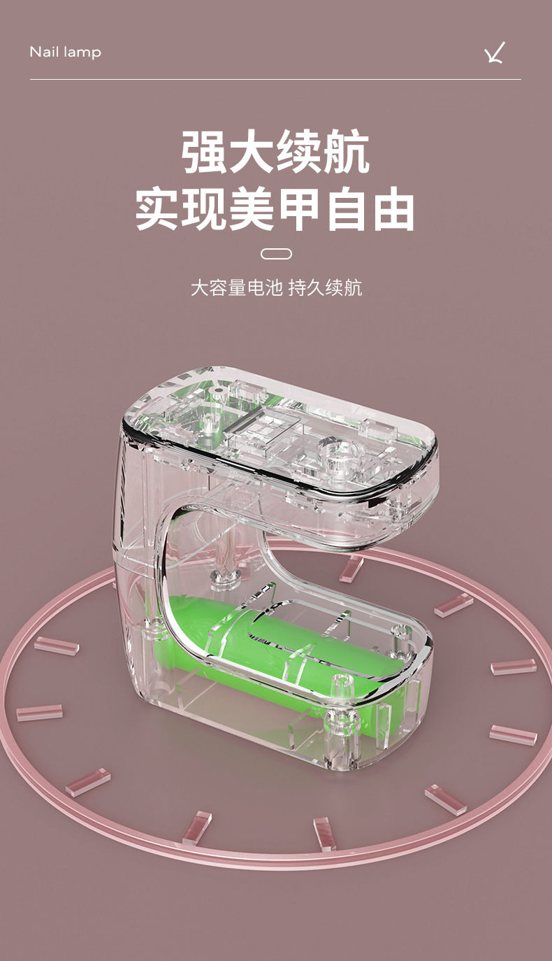新款小方糖美甲灯光疗机速干led照灯不黑手迷你便携指甲甲片烤灯