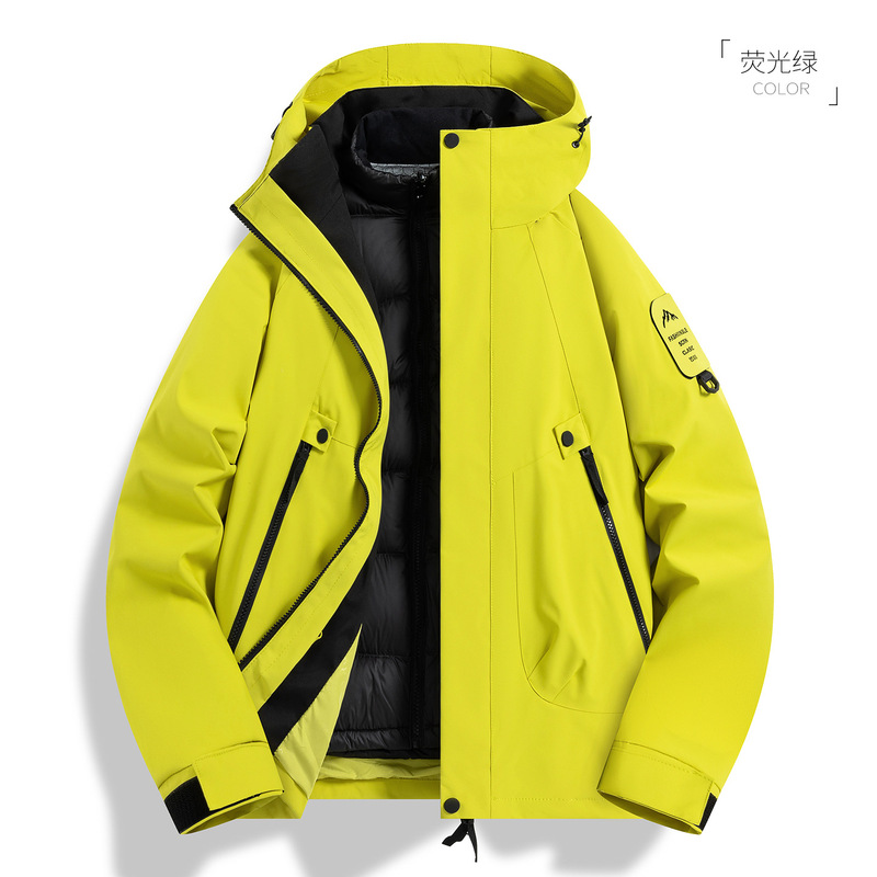 マウンテントレンドジャケット、防風防水スリーインワンダウン登山ジャケット、ベルベットサーマルジャケット、カスタムプリントロゴ|undefined
