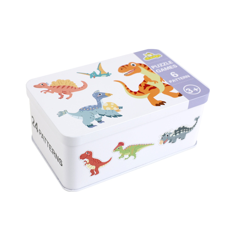 Caja de hierro transfronteriza iluminación cognitiva emparejamiento rompecabezas dinosaurios marinos infantiles puzzle animal puzzle madera juguetes de educación temprana image 6