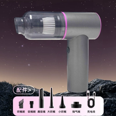 Wireless Car Vacuum Cleaner with Super Suction Power, Handheld Brushless for Car and Home Use, Small Size with Strong Suction, Cross-Border (Tozsoranlar) - zx-201-gray-purple-brush-vacuum-cleaner