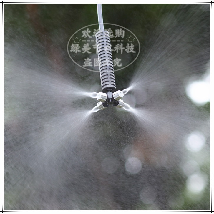 6mm gris cruz atomizador micro pulverizador cuatro salidas invernadero de cultivo de plántulas granja de techo enfriamiento y humidificación
