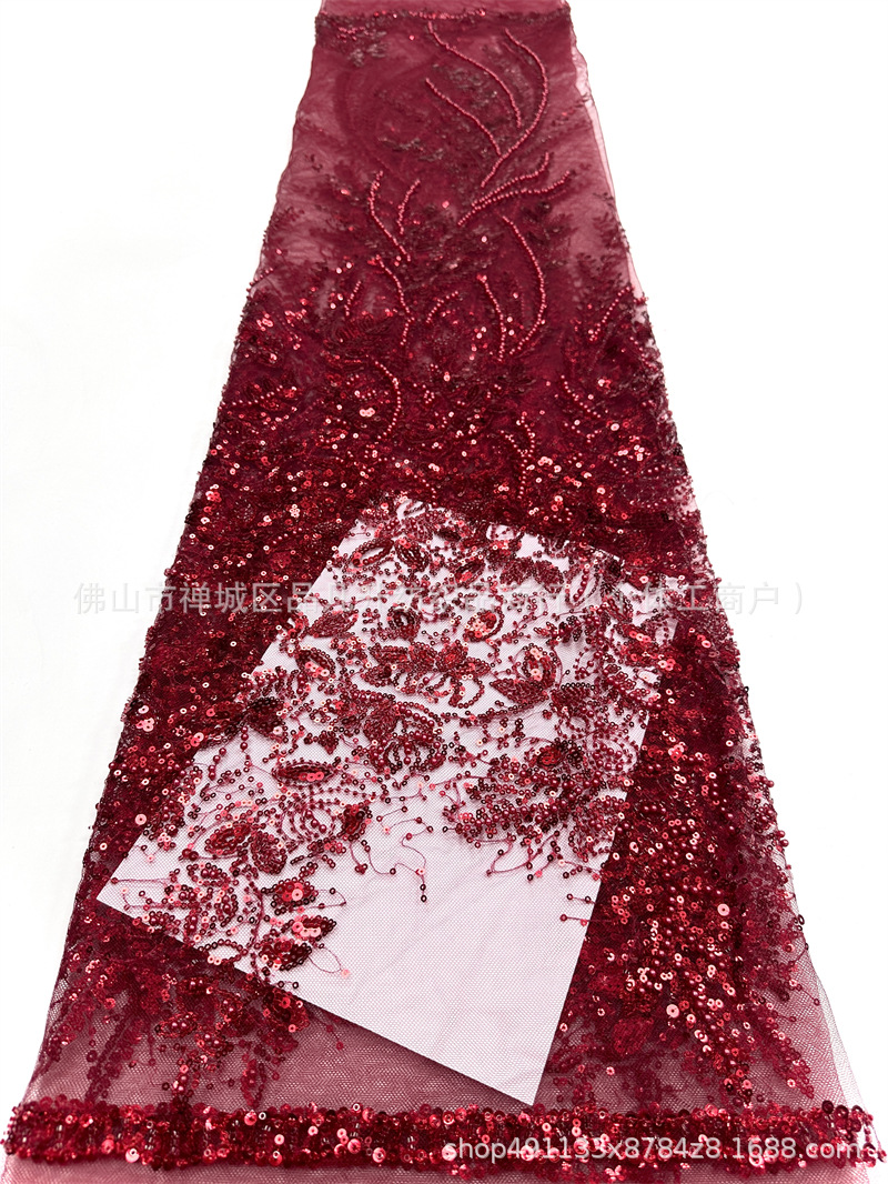 Tejido de encaje bordado de cuentas vestido de boda cena de fiesta vestido de tela comercio exterior transfronterizo