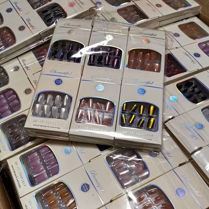 Manicure Sticker New Autumn and Winter Short Long High-end Sense White Wearing False Nail Patch Cat's Eye Wearing Nail Sticker