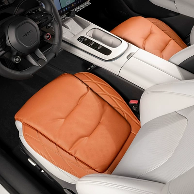 Nappa Leather Seat Cushion Suitable for — Seat cushion, seat cover - s-model-nappa-leather-emma-orange-two-front-seats