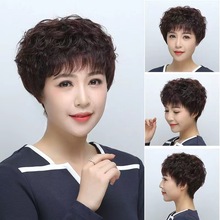 中老年假发女 真发全头套 透气短发真人头发女士假发整顶发套批发