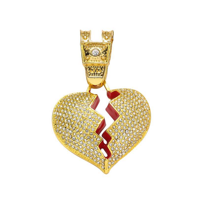 Cuban Chain Herz Halskette Mit Strass Für Damen_voghion.com