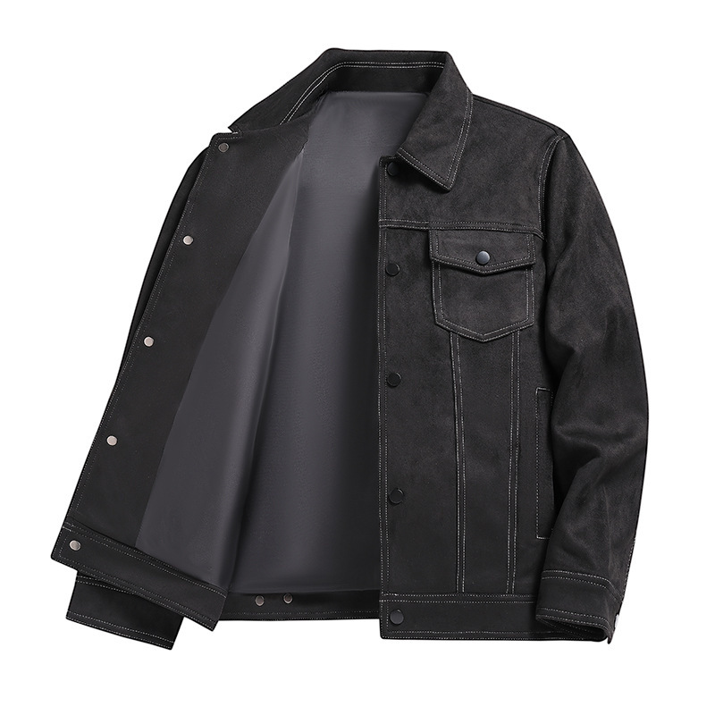 Men's Clothing Suede Jacket Men Spring and Autumn Fashion Retro Loose Lapel Outerwear Top High end Men's Work Jacket_voghion.com