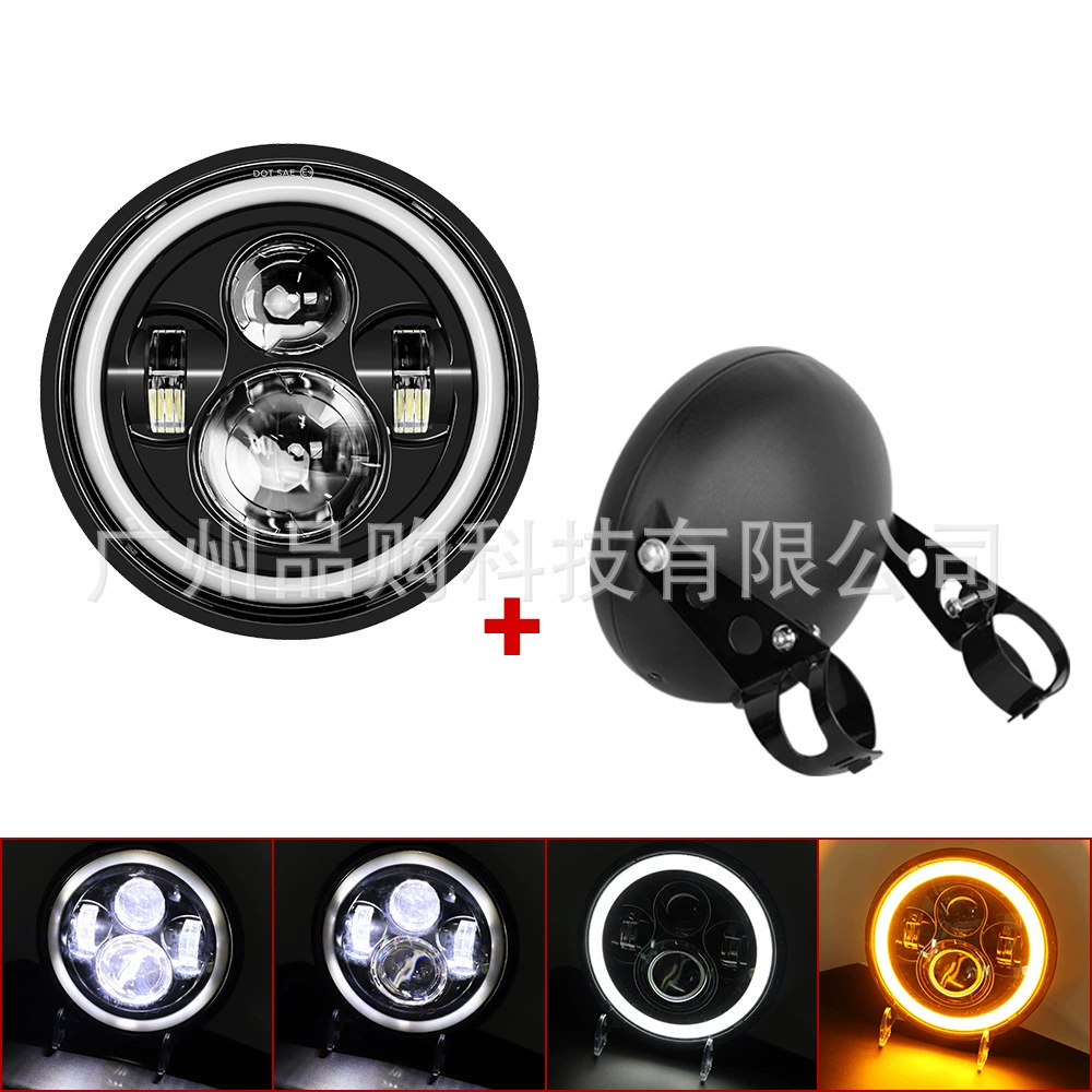 Светодиодный мотоцикл фары 7 дюймов круглые фары ретро модификация Принц Харли светодиодные фары с лампой корпус через границу