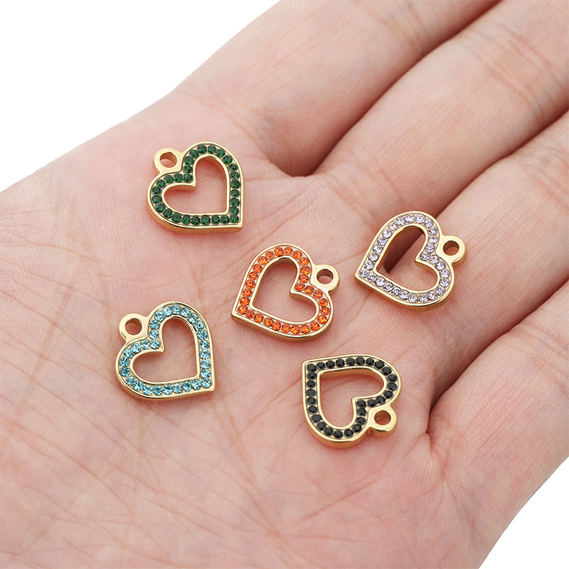 Pendant Jewelry Making Type 5 PCS/Package 304 Stainless Steel Heart Shape Pendant