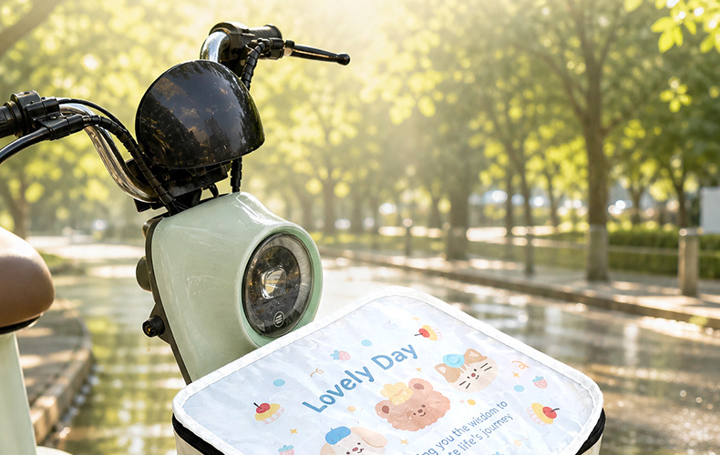 New electric bike front basket PVC waterproof cover, bicycle basket dust cover, cartoon-themed universal modification accessory