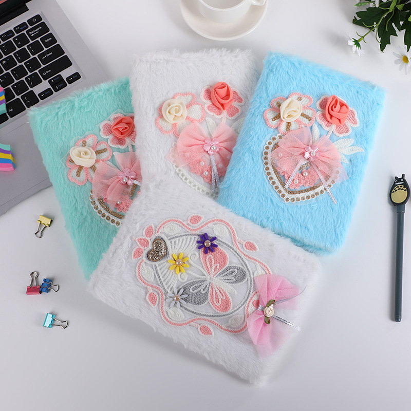 En stock lindo Flor de peluche libro estudiante cumpleaños graduación regalo libreta creativa chica dibujos animados diario libro