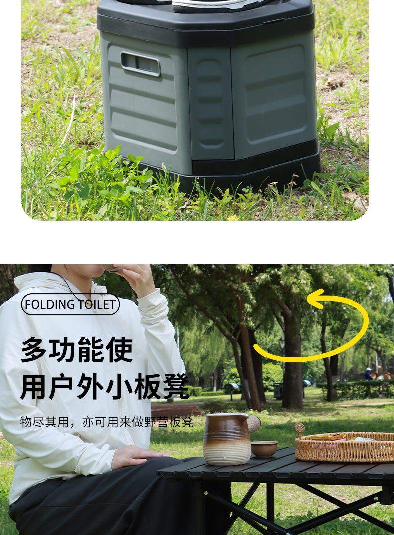 New Folding Toilet for Car Emergency Use, Portable Anti-Odor Outdoor Rv Folding Toilet for Adults