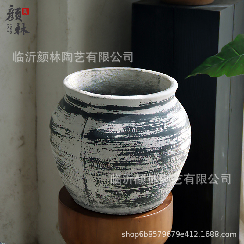 Retro cemento blanco gran estómago maceta tequila azul sala de estar verde maceta hotel centro comercial gran planta verde