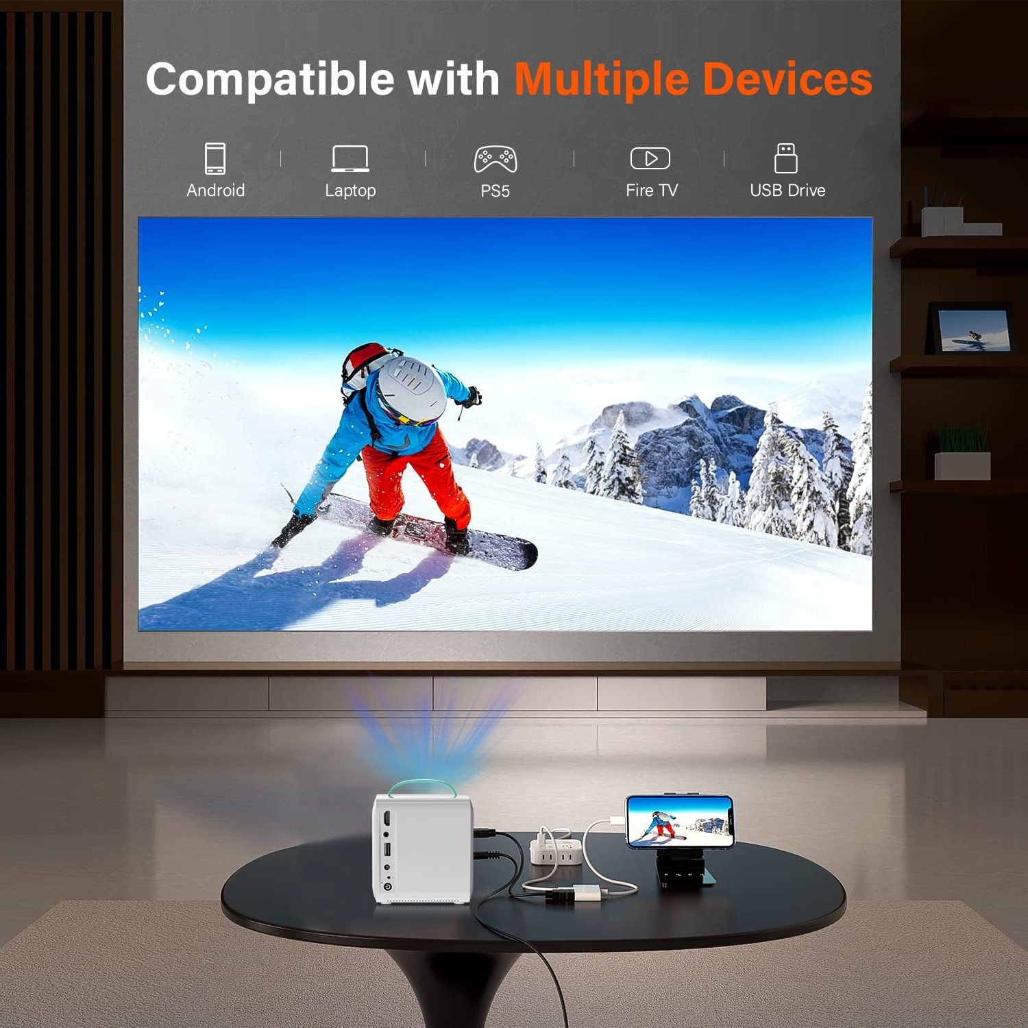 Dış Ticaret Yeni Model Q2 Mini Projeksiyon Cihazı Ev Kullanımı HD Telefon Kablosuz Ev Sinema Ekran Yayını Taşınabilir Projektor