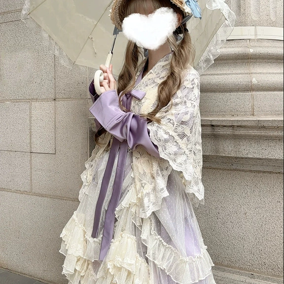 Purple beige cloak, skirt