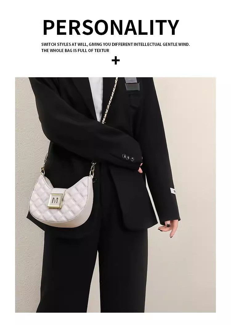 Advanced feeling for women 2023 new fashion Lingge single shoulder underarm bag versatile niche texture chain_voghion.com