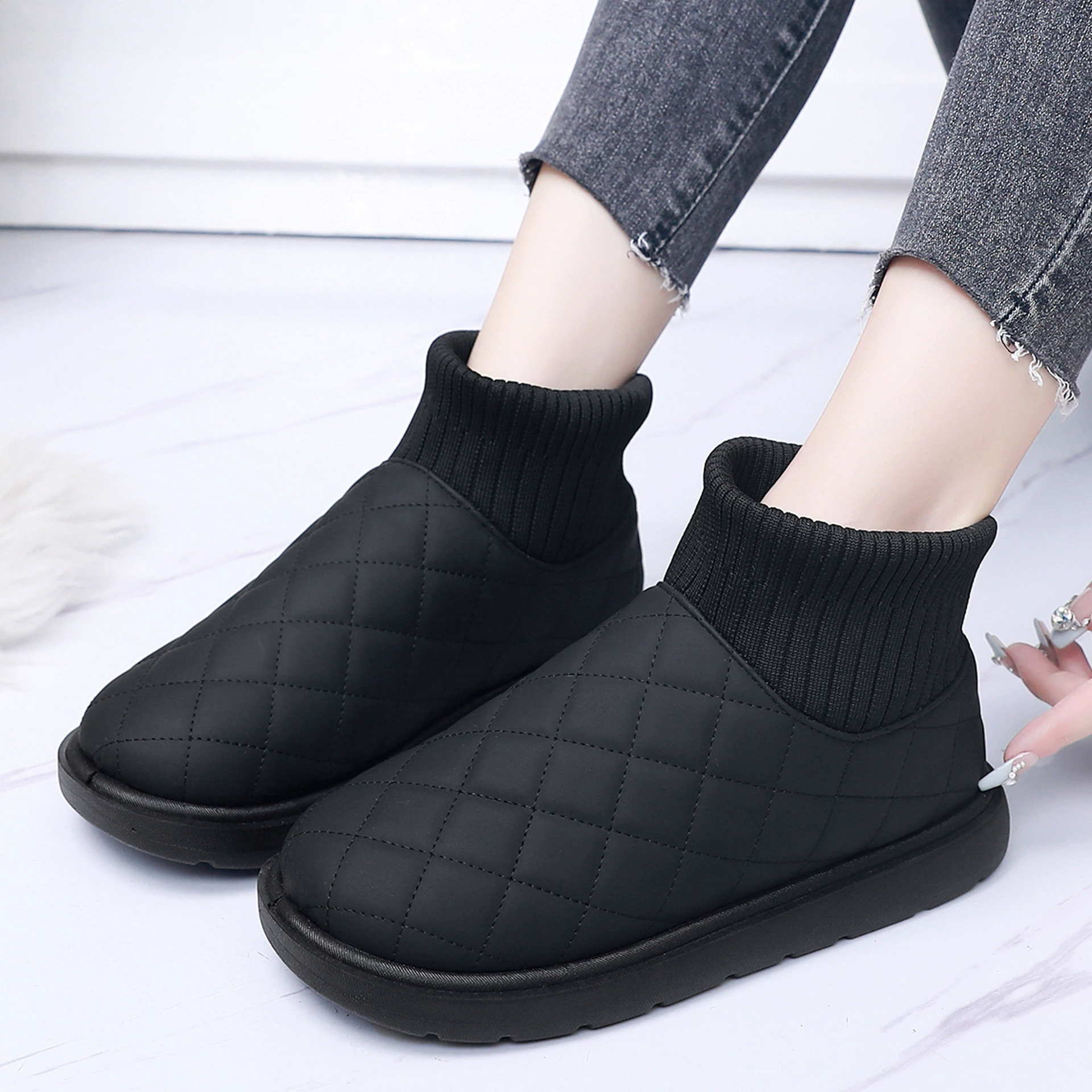 Зимние новые сапоги для хлеба женский бархат утолщенные теплые хлопковые сапоги носки