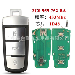 3C0959752BA Volkswagen 3 düyməli yarı-ağıllı pult avtomobil açarı 433Mhz ID48 çip üçün