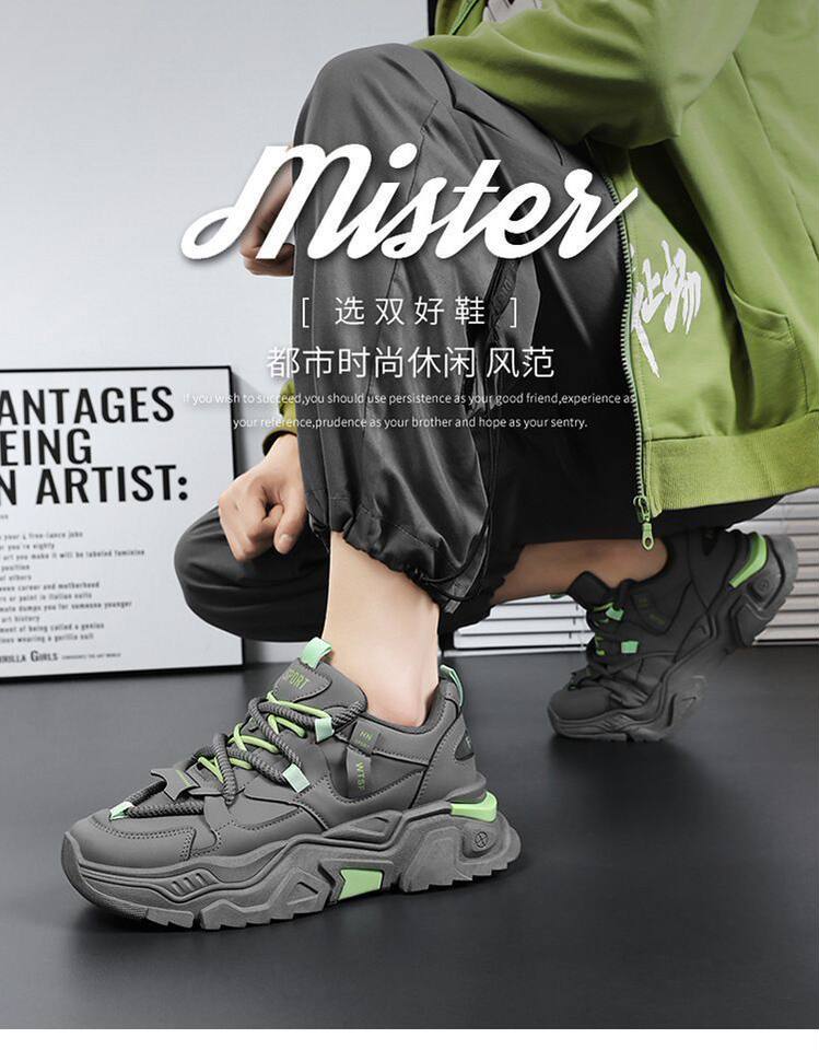 Giày thể thao nam sneaker thoáng khí tăng chiều cao, đế cao su gót thấp 1-3 cm — C118 màu trắng, C118 màu xám chi tiết 3