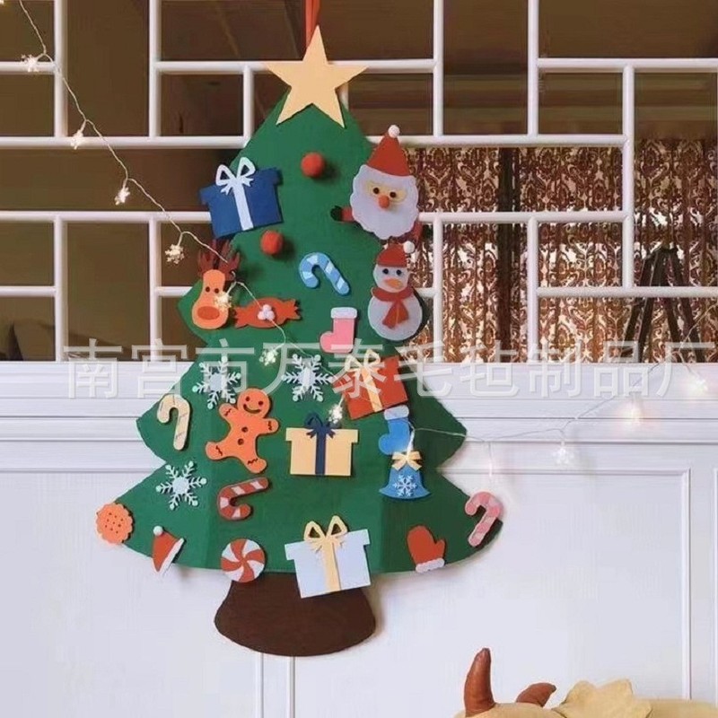国境を越えた新しい緑フェルトクリスマスツリー児童立体diy不織布手作りクリスマスツリー装飾ストラップスポット|undefined