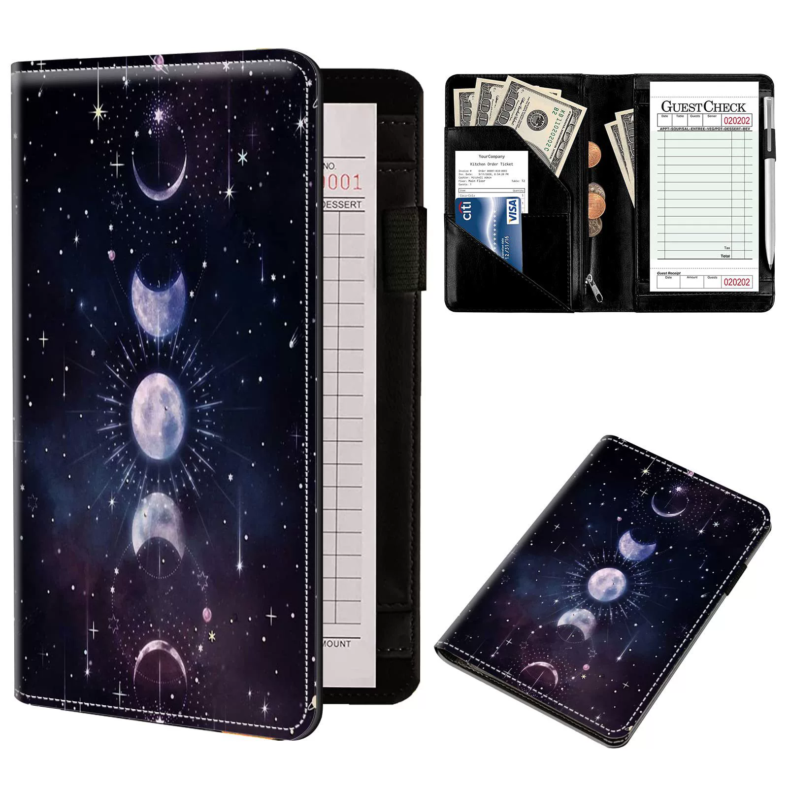 Европейский и Американский ПУ официант кошелек наконечник меню клип отель официант a la carte кожаный чехол пользовательское меню кожаный чехол