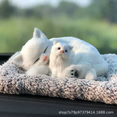 Car ornaments – Cartoon Dog Animal Figurine - 2620cm-white-cat-mother-and-child-squatting
