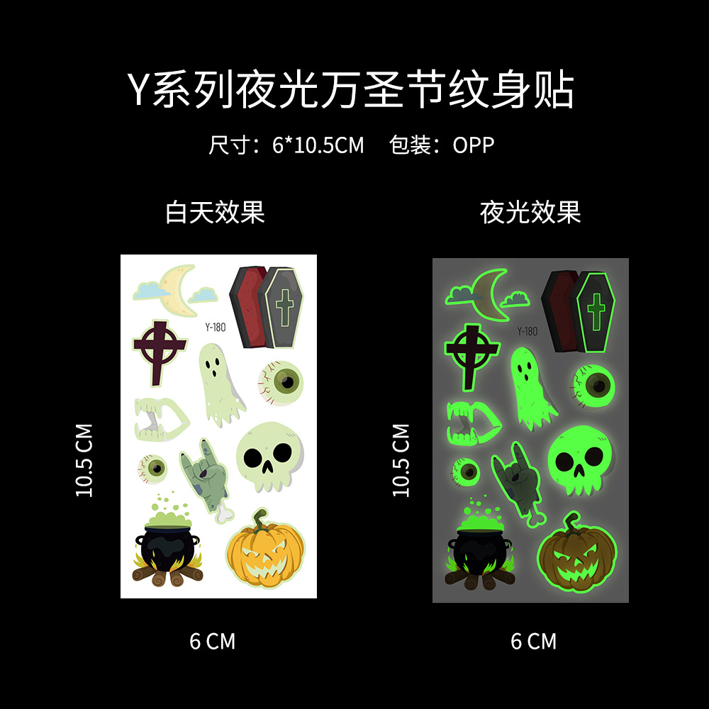 Tatuajes Temporales Luminosos de Halloween Luminoso, para Fiestas de Halloween