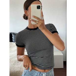 B 20760 Striped Regular Shoulder Tee �l�y����ŮT��