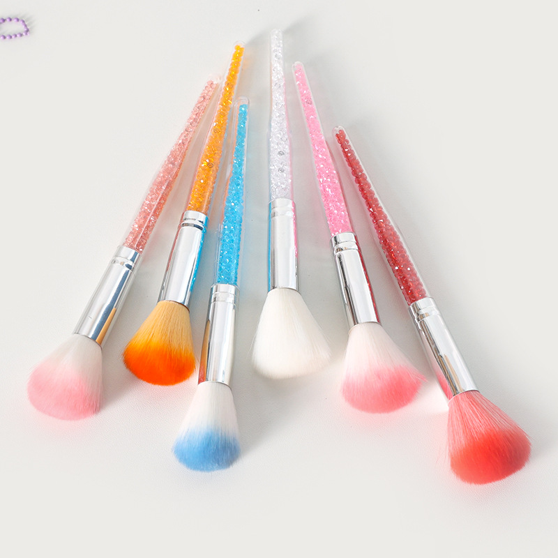 Princesa cepillo de uñas cepillo suelto polvo de uñas cepillo de rubor mango largo con tubo de perforación cepillo de limpieza de uñas polvo de uñas cepillo de polvo