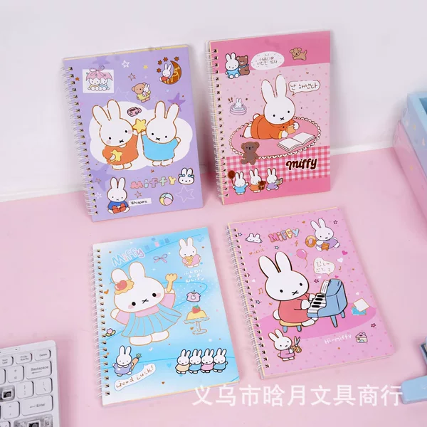 Cross-Border Cartoon Miffy Rabbit Notebook Spiral Notebook Cute Ins Style Girly Color Page Journal Student Portable Notebook
