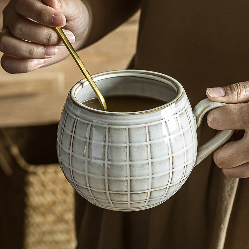 De alta apariencia taza de beber Taza de cerámica taza de pareja de gran capacidad taza de café de avena taza de leche creativa al por mayor