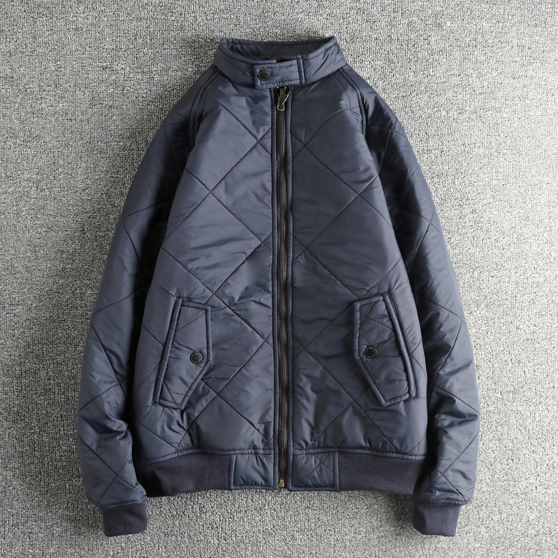 Reversible Diamond-Quilted Padded Warm Men's Bomber Jacket American Retro Trendy Youth Coat