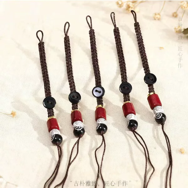 Xiangyun Rope Flat Knot Keychain Lanyard Hand-Woven Rope Buckle Semi-Finished Chinese Style Pendant Rope Multiple Choices Wholesale