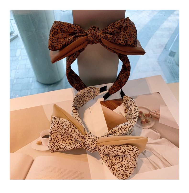 Korean Retro Leopard Print Bow Headband display picture 12