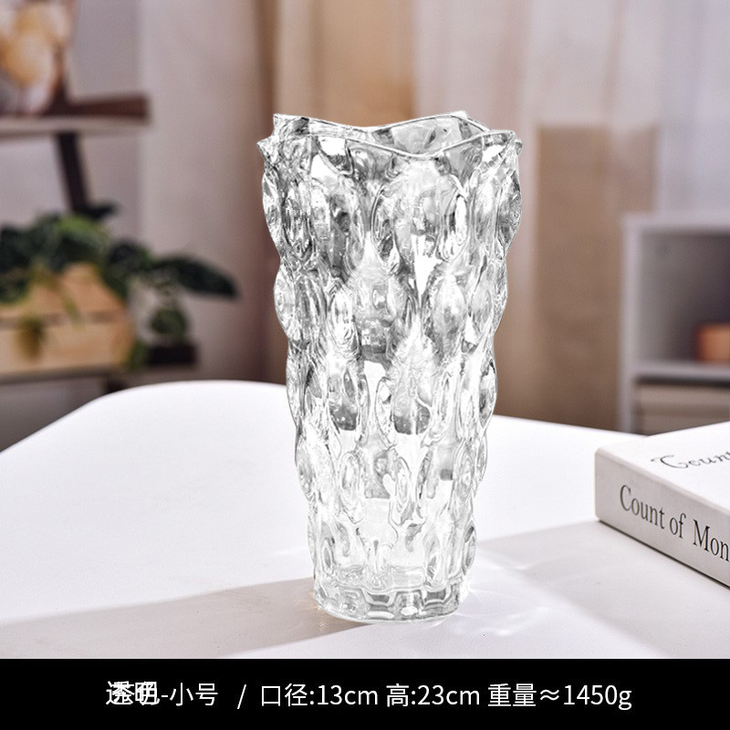 Nuevo jarrón de cristal transparente de agua de cristal cultivado Lilies Rose Decoración de escritorio de la sala de estar Decoración de alta calidad