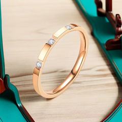 鈦鋼戒指女素圈設計小眾高級感電鍍輕奢不掉色鑲鑽不鏽鋼飾品批發